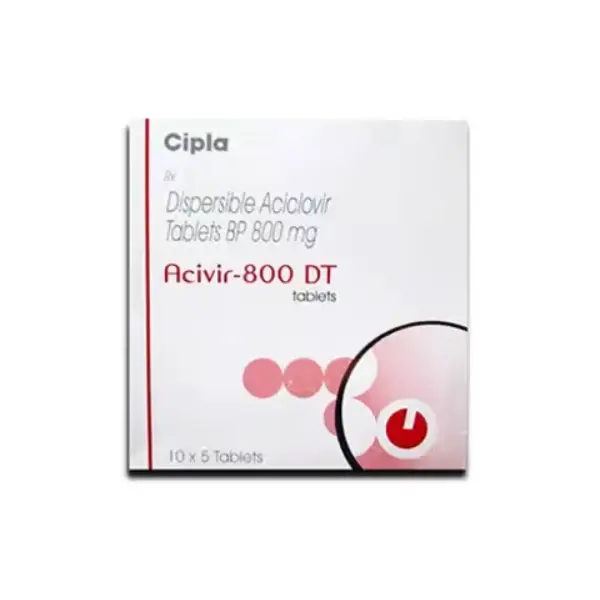 Aciclovir dispersible tablets 800 mg Acivir 800 DT Cipla medicine box packaging
