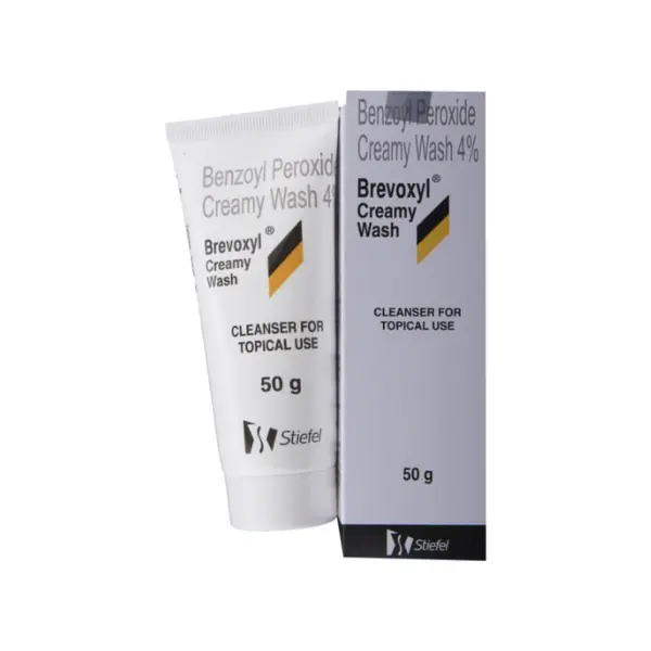 Brevoxyl Creamy Wash (Benzoyl Peroxide) 1 Brevoxyl benzoyl peroxide creamy wash 4% 50g tube and box acne cleanser for topical use