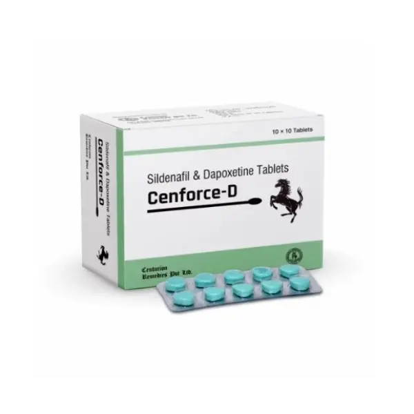 Cenforce D 160 mg (Sildenafil+Dapoxetine) 2 Cenforce D Tablets Box and Blister Pack