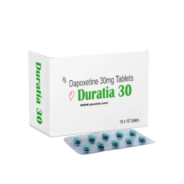 Duratia 30 mg (Dapoxetine) 2 Duratia 30 dapoxetine 30mg tablets box with blister pack for premature ejaculation treatment