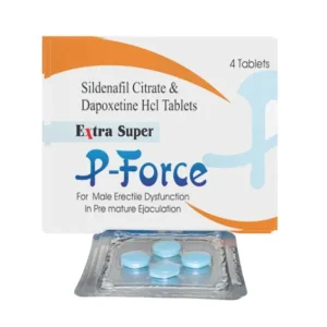 Extra Super P-Force Sildenafil Dapoxetine tablets packaging with blister strip