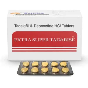 Extra Super Tadarise tadalafil and dapoxetine tablets box and blister strip packaging