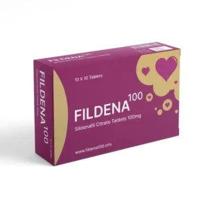 Side view of Fildena 100 sildenafil citrate tablets packaging