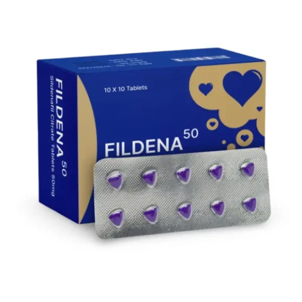 Fildena 50 mg (Sildenafil) 2 Fildena 50 sildenafil citrate tablets box with blister pack