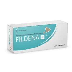 Fildena CT 50 Sildenafil Citrate Chewable Tablets Box