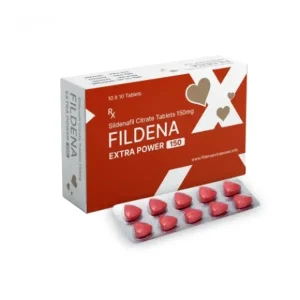 Fildena Extra Power 150 sildenafil citrate tablets box with blister pack