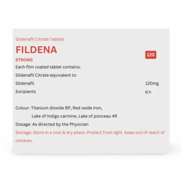 Fildena 120 mg (Sildenafil) 2 Fildena Strong 120 Tablet Information Panel