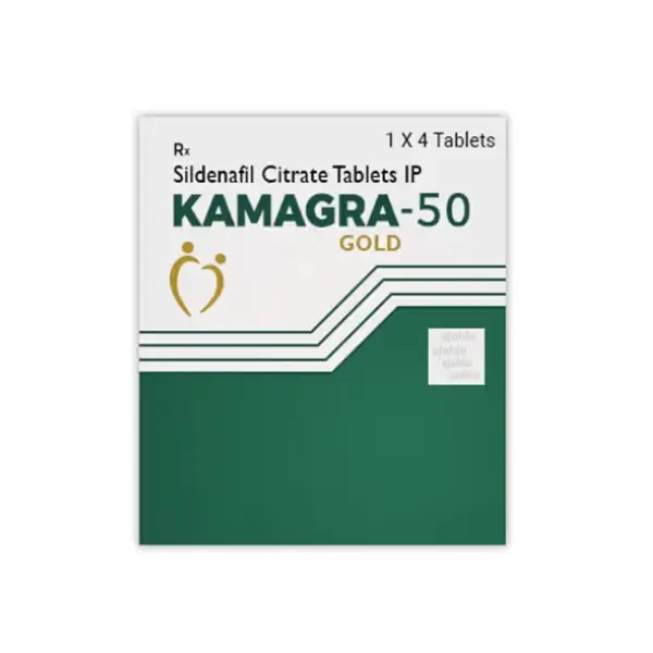 Kamagra Gold 50 mg (Sildenafil) 1 Kamagra Gold 50 mg sildenafil citrate tablets IP box packaging