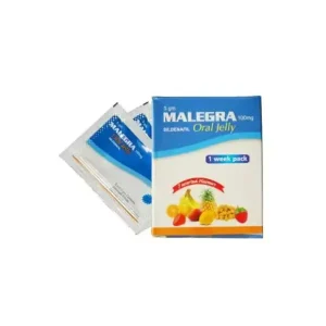 Malegra Oral Jelly 100 mg sildenafil sachets with box packaging