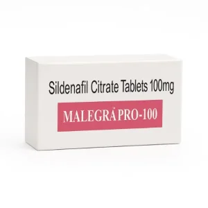 Malegra Pro 100 mg Sildenafil Citrate 100 mg tablets box for erectile dysfunction treatment