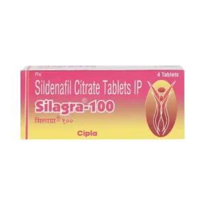 Silagra 100 sildenafil citrate tablets IP 100 mg medicine box packaging by Cipla