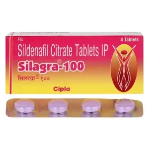 Silagra 100 mg sildenafil citrate tablets IP 100 mg box shown with blister pack by Cipla