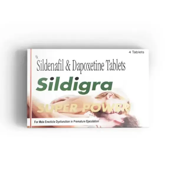 Sildigra Super Power 160 mg sildenafil and dapoxetine tablets medicine box packaging