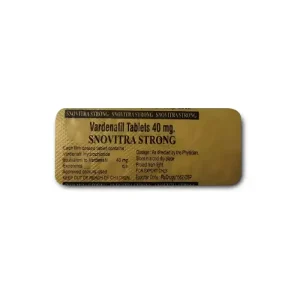 Snovitra Strong 40 mg vardenafil tablets blister packaging strip displayed