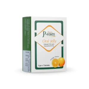 Angled view of Super P-Force oral jelly sildenafil and dapoxetine box for ED and premature ejaculation