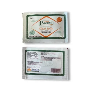 Super P-Force oral jelly sildenafil and dapoxetine sachet front and back view