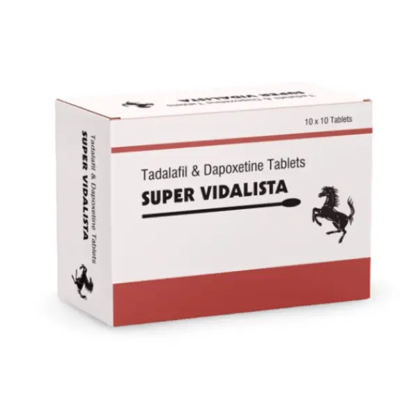 Super Vidalista 80 mg (Tadalafil/Dapoxetine) 1 Super Vidalista tadalafil and dapoxetine tablets box packaging