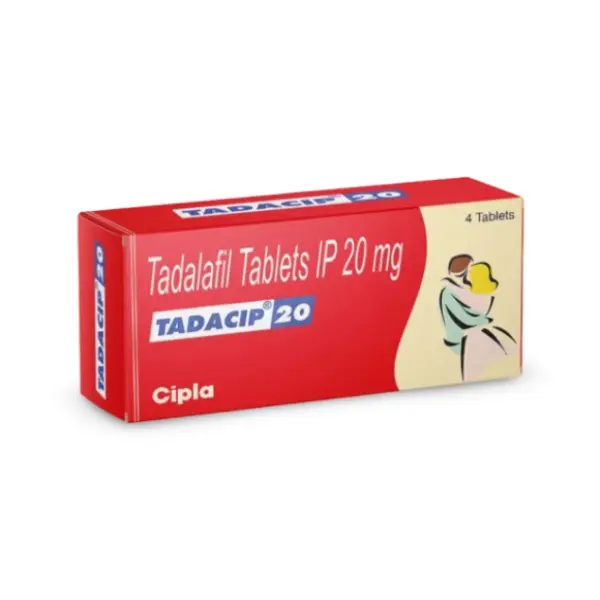 Tadacip 20 mg tadalafil tablets IP 20 mg medicine box packaging by Cipla