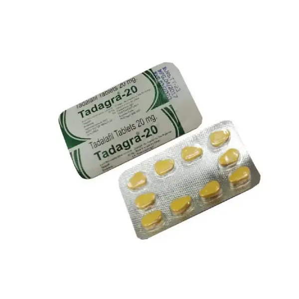 Tadagra 20 mg (Tadalafil) 1 Tadagra 20 mg tadalafil tablets 20mg blister strip yellow tablets packaging image