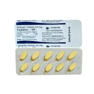 Tadalip 20 mg tadalafil tablets packaging blister strip for erectile dysfunction treatment