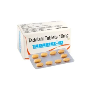 Tadarise 10 mg tadalafil tablets box with blister strip for ED treatment