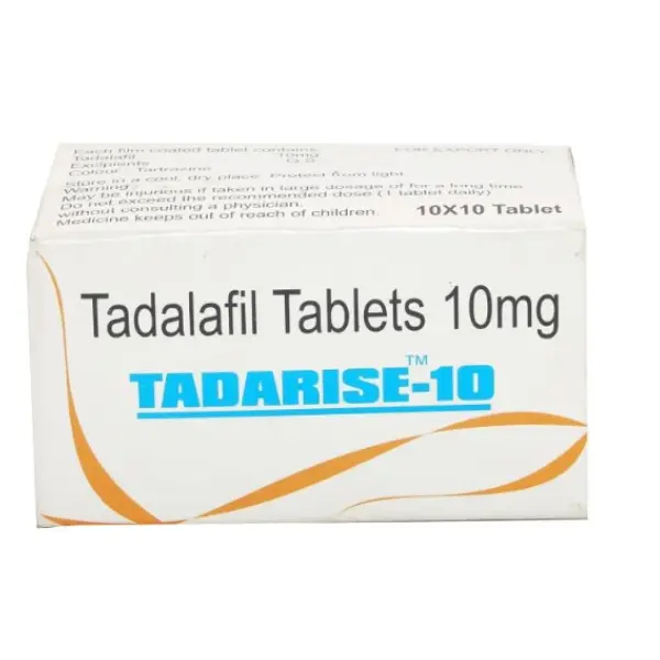 Tadarise 10 mg (Tadalafil) 1 Tadarise 10 mg tadalafil tablets box for erectile dysfunction treatment