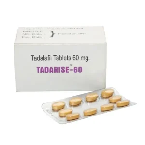 Tadarise 60 mg tadalafil tablets box with blister strip for ED treatment