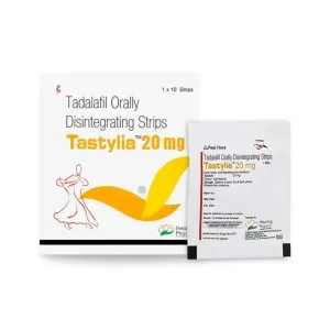 Tastylia 20 mg tadalafil ODS packaging box and strip