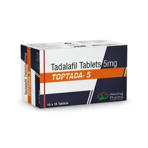 Toptada 5 tadalafil tablets 5mg full box packaging image Healing Pharma 10x10 tablets pack