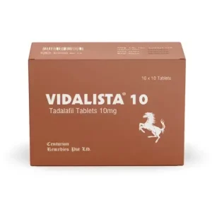 Vidalista 10 mg tadalafil tablets box for erectile dysfunction treatment