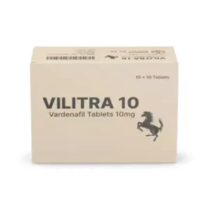 Vilitra 10 mg Vardenafil tablets box front view for ED treatment