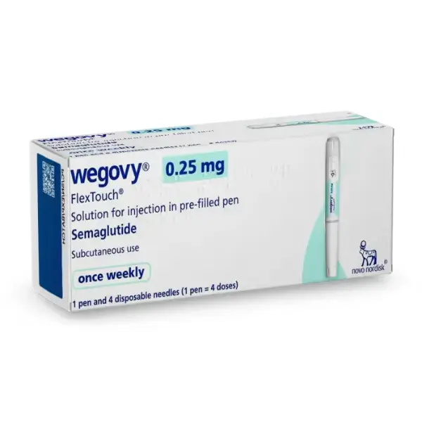 Wegovy 0.25 mg FlexTouch Pen (Semaglutide) 2 Wegovy 0.25 mg semaglutide FlexTouch injection pen packaging box