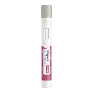 Wegovy 0.5 mg semaglutide injection pen device close view Novo Nordisk prefilled pen