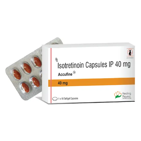 Accufine 40 mg (Isotretinoin) 1 Accufine 40 mg isotretinoin capsules 40mg blister pack and box acne treatment medication