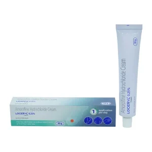 Amorolfine hydrochloride cream Loceryl 0.25 percent 30g antifungal cream tube and packaging box image