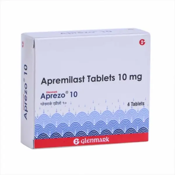 Aprezo 10 mg (Apremilast) 1 Aprezo 10 mg apremilast tablets by Glenmark used for treatment of psoriasis and psoriatic arthritis