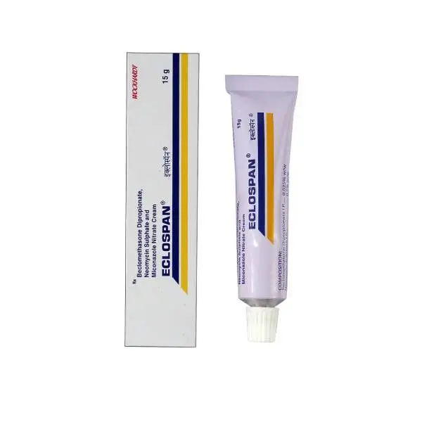 Beclomethasone Cream – Eclospan 15g Skin Cream Tube and Box Image