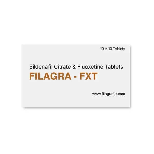 Filagra FXT (Sildenafil/Fluoxetine) 1 Filagra FXT Sildenafil Citrate and Fluoxetine tablets medicine box front view