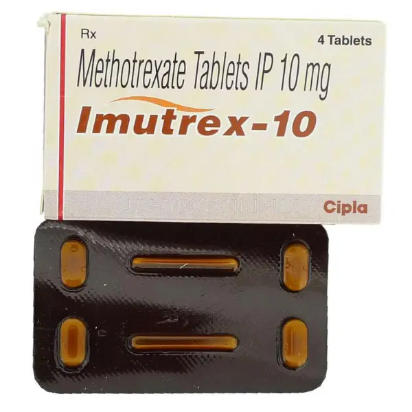 Imutrex 10 mg (Methotrexate) 1 Imutrex 10 mg methotrexate tablets by Cipla used for rheumatoid arthritis, psoriasis and certain cancer treatments