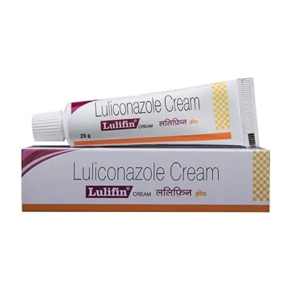 Lulifin Cream 20 gm (Luliconazole) 1 Luliconazole Cream – Lulifin 20g Antifungal Cream Tube and Box Image