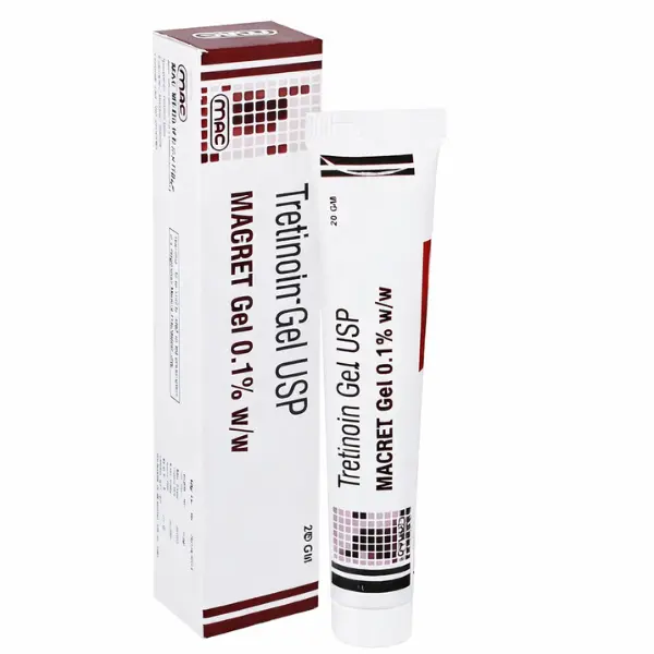 MacRet 0.1% Gel (Tretinoin) 1 Macret tretinoin gel USP 0.1% 20g tube and box topical acne treatment medication