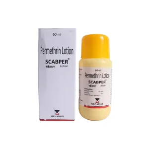 Permethrin Lotion – Scabber 60ml Skin Lotion Bottle and Box Image