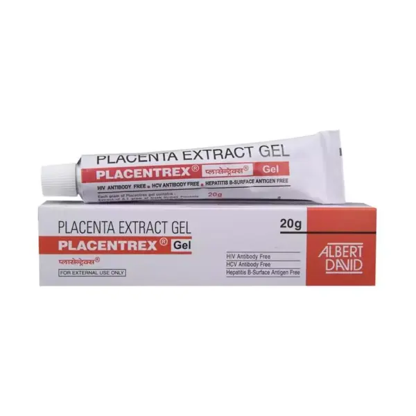 Placentrex Gel 20 gm (Human Placental Extract/Nitrogen) 1 Placentrex Placenta Extract Gel 20g Tube and Box