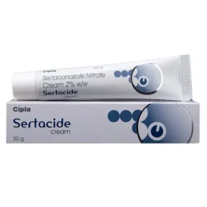 Sertaconazole nitrate cream 2 percent Sertacide 30g antifungal cream tube and packaging box image