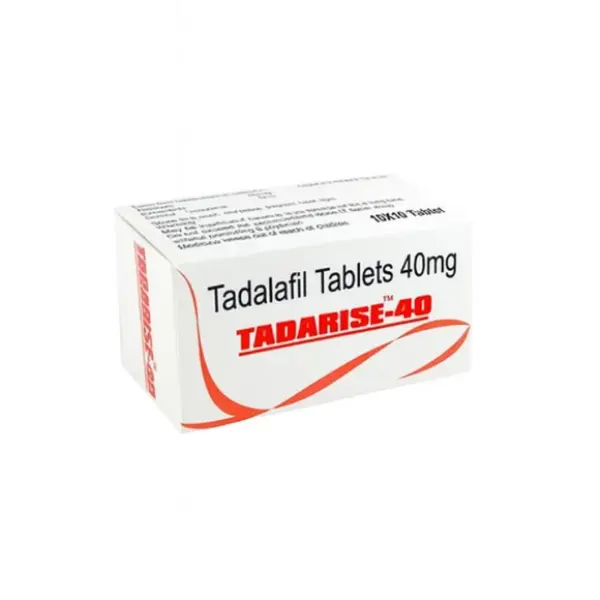 Tadarise 40 mg (Tadalafil) 1 Tadarise 40 mg Tadalafil tablets medicine box for ED treatment