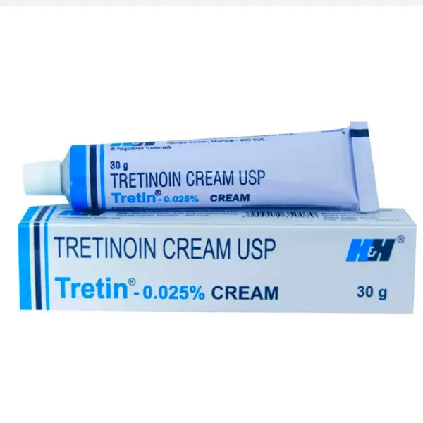 Tretoin 0.025% Cream (Tretinoin) 1 Tretoin tretinoin cream USP 0.025% 30g tube and box topical acne and skin treatment medication
